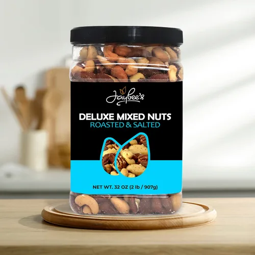 Vista 5 de Mixed Nuts Deluxe – Tostado y salado Recipiente reutilizable de 32 onzas Mezcla de aperitivos gourmet saludable con anacardos, almendras, nueces