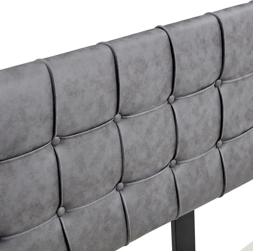 Vista 8 de Anwick Moderna cama de plataforma tapizada con cabecera ajustable, marco de cama tamaño King, marco de cama de tela tecnológica con botones