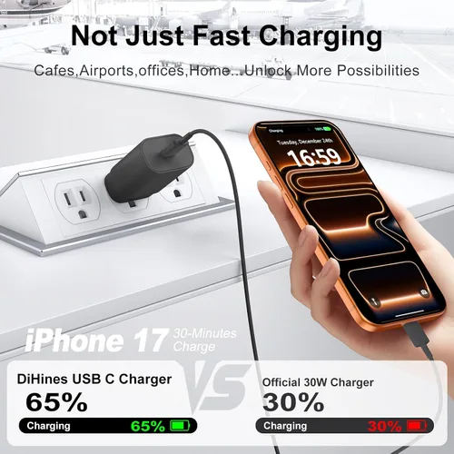 Vista 3 de Cargador USB C de 30 W para iPhone 15/15 Pro Max/15 Pro/15 Plus/Samsung Galaxy S23 Ultra/S23/S23+/S22/S22 Ultra/S22+/S22+/S21 Ultra/S20 Ultra/Note