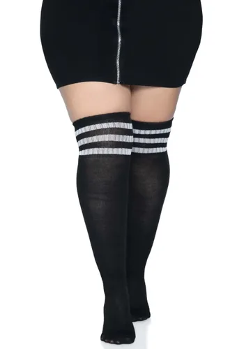 Vista 3 de Calcetas deportivas negras para mujer talla plus con rayas blancas Multicolor