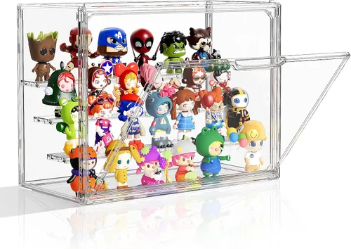 Vista 8 de Vitrina de acrílico transparente para coleccionables, caja de exhibición de figuras de pasatiempos de 4 capas con estantes, cajas de exhibición