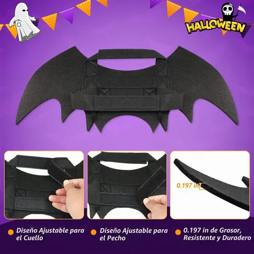 Vista 4 de Rypet - Disfraz de murciélago para perro, disfraz de mascota de Halloween, alas de murciélago para gatos y perros, XS
