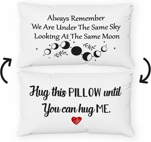 Vista 10 de Sufamb Regalos románticos de relaciones de larga distancia, reversible, decoración para el hogar y el dormitorio, funda de almohada de 12 x 20