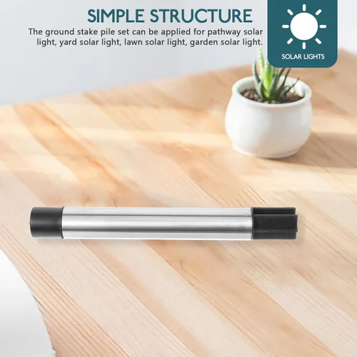 Vista 3 de OSALADI Estacas de repuesto de varilla hueca de acero inoxidable para luces solares, 3 piezas, conector de junta de estaca para jardín, camino