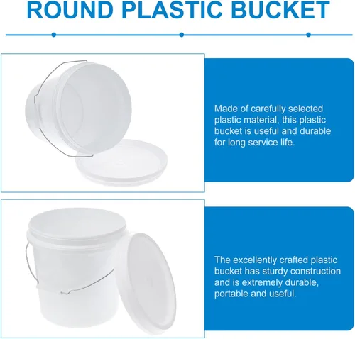 Vista 3 de Homoyoyo Cubo de agua de plástico blanco Mango portátil para uso doméstico Almacenamiento para actividades al aire libre y tareas domésticas