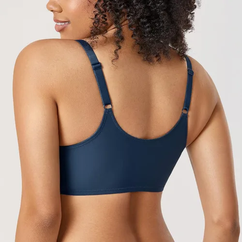Vista 5 de DELIMIRA Sujetadores con cierre frontal para mujer, sin costuras, talla grande, con aros, sin forro, cómodo