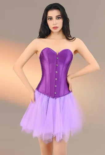 Vista 3 de Kranchungel Tops de corsé para mujer corsé renacentista de talla grande - Bustier con cordones Overbust disfraces de Halloween - Sesiones de fotos