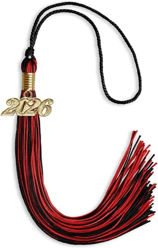 Vista 140 de Endea Graduation - Borla de doble color mixto con fecha dorada (negro/dorado antiguo, 2021)