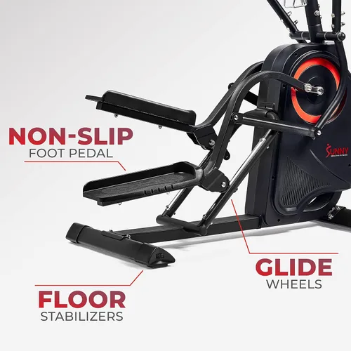 Vista 4 de Sunny Health & Fitness Cardio Climber Stepping Máquina de ejercicio elíptica para el hogar con 8 niveles de resistencia magnética, monitor