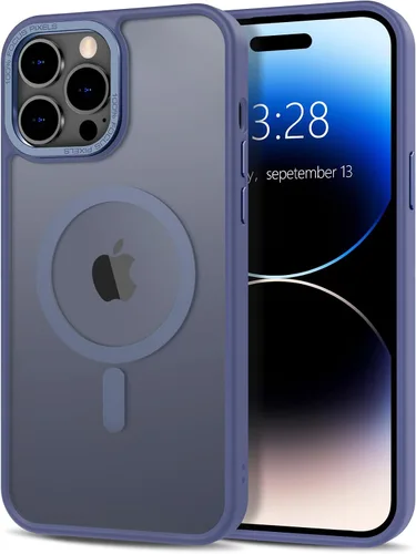 Vista 302 de Anuck - Funda magnética para iPhone 11 compatible con MagSafe, carcasa trasera mate translúcida dura, borde de TPU, delgada, resistente a impactos