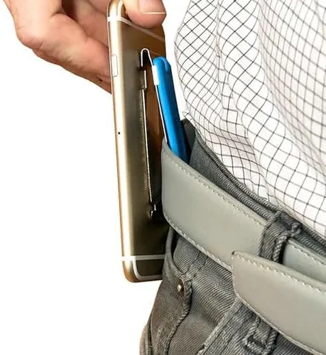 Vista 5 de Jokari Soporte universal para teléfono manos libres. Clip de cinturón montado con adhesivo ultra fuerte y agarre para el dedo para un fácil uso