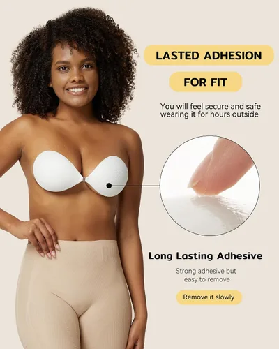 Vista 2 de Niidor - Sostén adhesivo de silicona sin tirantes para vestido sin espalda
