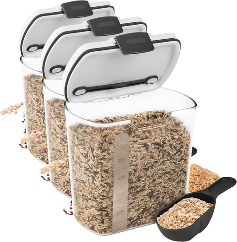 Vista 7 de PrepWorks PKS-120 - Contenedor de plástico ProKeeper de almacenamiento de grano de 2.5 cuartos de galón con tapa con bisagras, 1 pieza, transparente