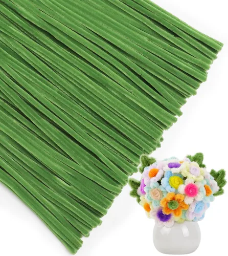 Vista 19 de IOOLEEM - Limpiapipas, 200 tallos de chenilla para hacer flores de color rosa claro