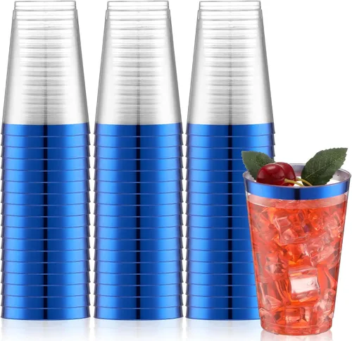 Vista 8 de Norme 50 vasos de plástico con borde de 14 onzas, vasos transparentes desechables con borde, soporte para bebidas de vacaciones 2026, recipiente