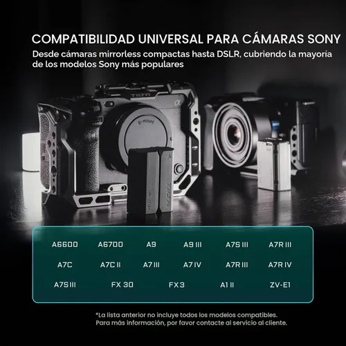 Vista 3 de Tilta Batería NP-FZ100 con entrada USB-C de 2400 mAh Funciona con FX3 Verde