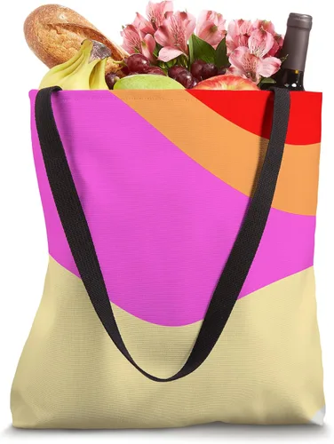 Vista 4 de Retro Waves Swirls Pastel Rainbow Wavy Stripes 70s Bolsa de mano estética