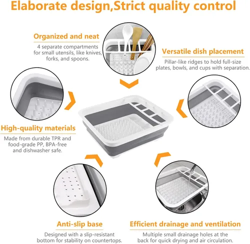 Vista 3 de Goderewild Escurridor de Platos Plegable para Secar Platos - Diseño que Ahorra Espacio y Plegable con Componentes Extraíbles Versátiles