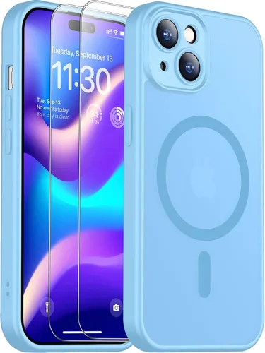 Vista 100 de SPIDERCASE Funda magnética translúcida diseñada para iPhone 11, con 2 protectores de pantalla de vidrio templado, antihuellas, para iPhone 11 de 6.1