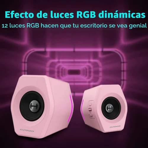 Vista 7 de Edifier G2000 32W Altavoces de PC para Computadora de 32W para Gaming en Escritorio PC Laptop Mac Computadora Woofer Altavoces Bluetooth USB Rosa