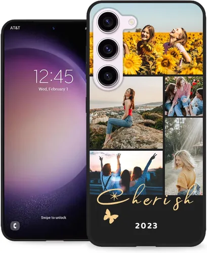 Vista 8 de Funda personalizada para Samsung Galaxy S23 Ultra con nombre de foto y texto - Funda suave y fina para teléfono móvil S 23 Ultra (negra) de 6.8
