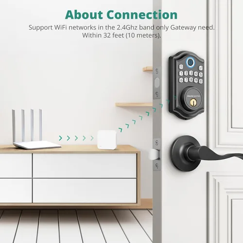 Vista 2 de Tuya WiFi Gateway para DS10 Pro Cerradura de puerta de entrada sin llave Puerta de enlace WiFi de cerrojo inteligente, control remoto, compatible