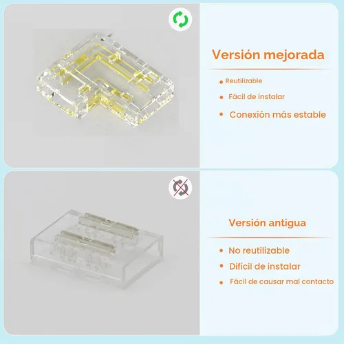 Vista 3 de MIWISE Kit de conectores de 8mm para tira de luces LED COB de 2 pines, 12 piezas de conectores sin espacio en forma de L/esquina, conectores