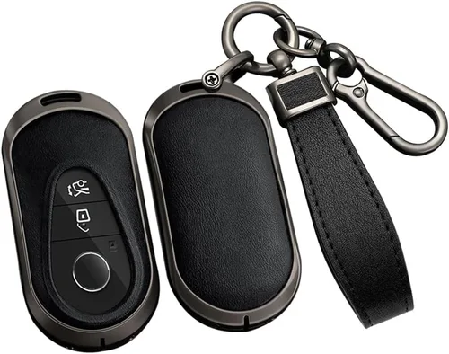 Vista 16 de ontto Llavero de cuero compatible con Mercedes-Benz 2020 en adelante, llavero de metal para Benz Clase S, Clase G, Clase E, color negro