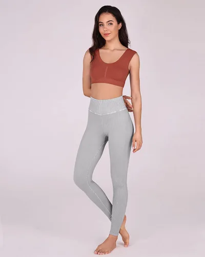 Vista 5 de ODODOS Paquete de 2 camisetas cortas sin costuras para mujer, cuello redondo, espalda baja, recortadas
