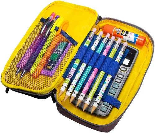 Vista 2 de Case-it PLP-120-ME Monster Eye Zipper Pencil Case with External Organizer and Grommets, 2 x 4 x 8.3 Inches, Red