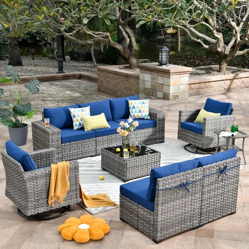 Vista 47 de HOOOWOOO Outdoor Patio Sectional Furniture Sofa Set with Widened Armrest,6 Piece Small Modern Wicker Couch,Modular L Shaped Conversation Seating Set