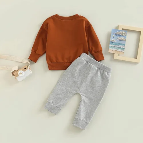 Vista 150 de Ropa de bebé niño 3 6 9 12 18 24M 3T Conjunto de pantalones con capucha patchwork sudadera con capucha pantalones de rayas traje de otoño invierno
