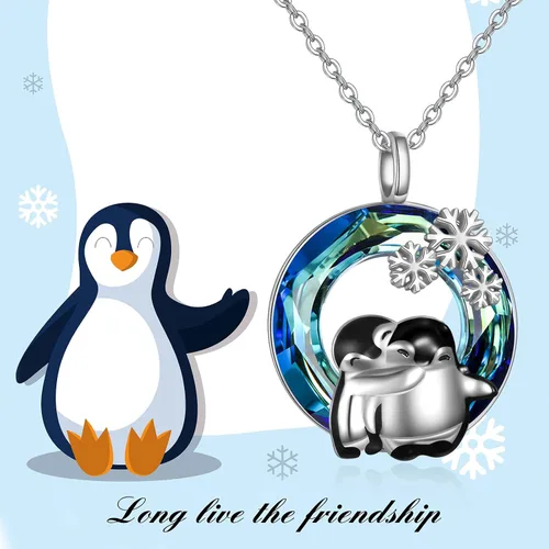 Vista 6 de Pingüinosperezosospandasbúhospanda rojojirafagatosllamasdinosaurioosocerdo monoconejito de Pascua, regalos de pingüinos, plata de ley 925, joyería