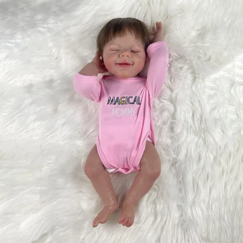 Vista 6 de Muñecas Reborn Baby Girl, 18 pulgadas realistas recién nacidas muñecas durmiendo con vinilo de silicona suave de cuerpo completo, muñecas de bebé