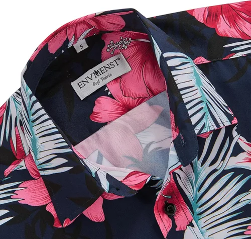 Vista 4 de ENVMENST Hawaiian Shirt for Men Short Sleeve Beach Printed Summer Button Down Aloha Shirt(S-3XL)