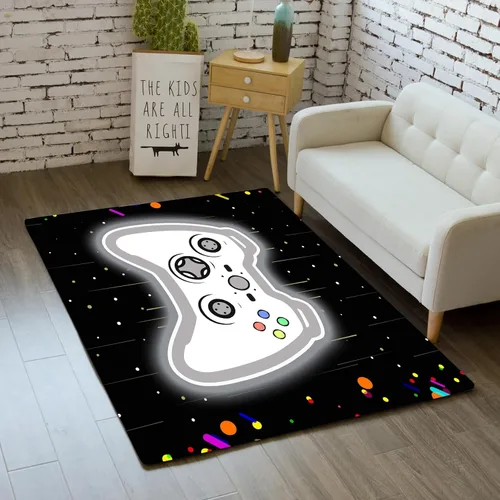 Vista 10 de Alfombra de gaming para gamers, alfombras de suelo para niños, alfombra roja y negra para gaming, dormitorio, tapetes de suelo, felpudos, alfombra