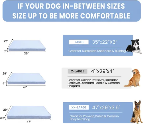 Vista 6 de Cama refrescante para perros grandes, cama ortopédica de espuma viscoelástica para mascotas con funda extraíble lavable, ideal para perros Rosa