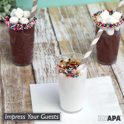 Vista 4 de Ilyapa - Mini tazas de postre de plástico con cucharas, 3 onzas, redondas, transparentes, 50 unidades Para postres de chocolate, aperitivos