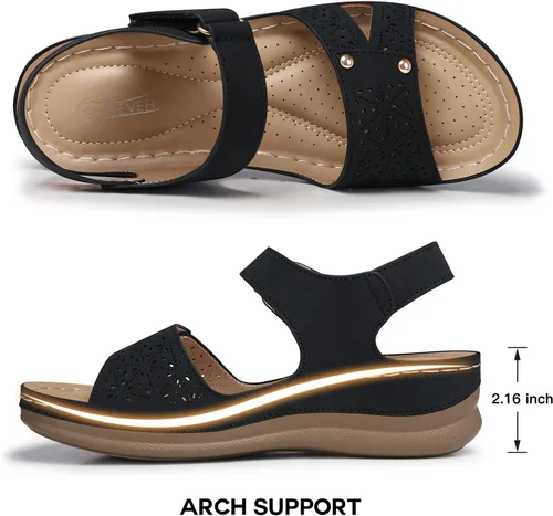 Vista 4 de Sandalias planas de SHIBEVER para mujer elegantes: Sandalias planas cómodas para mujer con punta abierta, correa al tobillo, zapatos de caminar