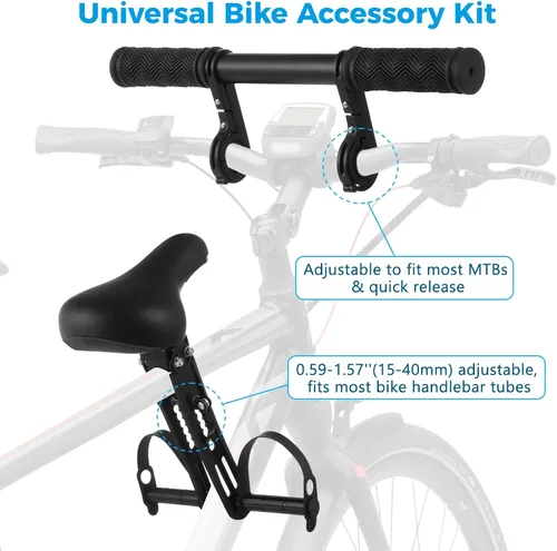 Vista 5 de Lnrueg Asiento de bicicleta para niños para bicicleta de adulto, asiento de bicicleta para niños con manillar y pedales de pie, asiento de bicicleta