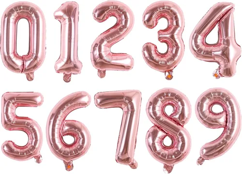 Vista 55 de TONIFUL Globos grandes de 50 pulgadas con números dorados del 0 al 9, globo digital grande de Mylar número 8 digital ocho para fiestas