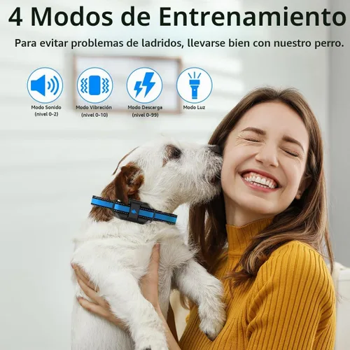 Vista 3 de Collar eléctrico de entrenamiento para perros con 4 modos de entrenamiento y control remoto recargable, rango impermeable de 3300 pies para perros
