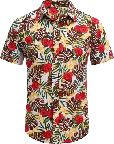Vista 2 de COOFANDY Camisas casuales de lino de manga corta con botones para hombre