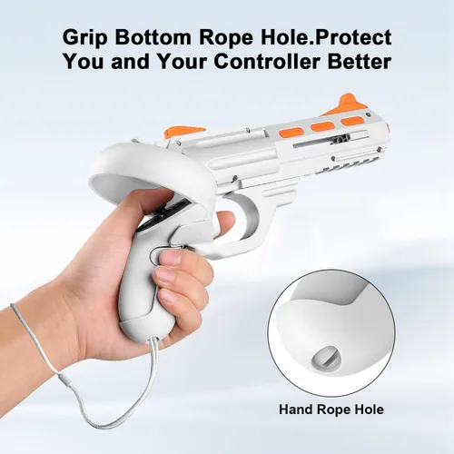 Vista 4 de Relohas VR Handle Accessories for Meta Quest 2, Gun Stock for Oculus Quest 2, Weighted Controller Grips, Enhance Realistic FPS Gaming Experience