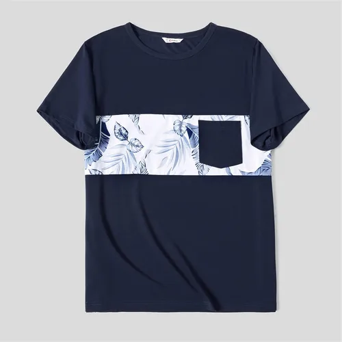Vista 3 de PATPAT Conjunto de vestidos a juego para la familia, para la playa, para mamá y yo, con estampado floral tropical, vestido largo y camisas