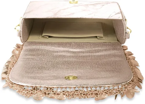 Vista 8 de Aheli Bolsos de mano de oro rosa para mujer bolsos de noche hechos a mano C99C Rose gold talla única