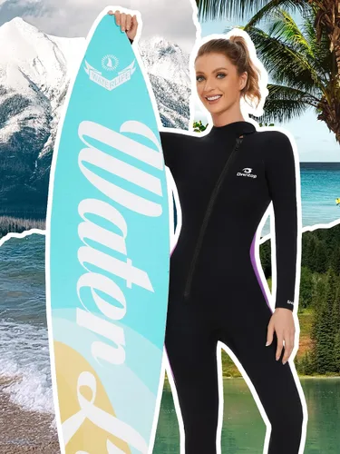 Vista 6 de Owntop Traje de neopreno de 5 mm para buceo - Traje húmedo para hombre y mujer de neopreno grueso de cuerpo entero, cremallera frontal, manga larga