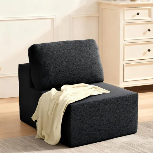 Vista 19 de Furnify Sofá modular tapizado de espuma de 30", Sofá de piso tapizado con almohada, Silla puf para dormitorio y sala de estar, No requiere
