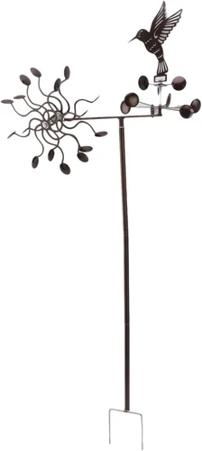 Vista 8 de Haofy Molinillo de viento para exteriores, estacas de metal para patio, molino de viento de metal, colibrí, escultura de viento para césped al aire