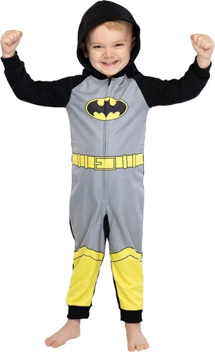 Vista 2 de DC Comics - Pijama con capucha para niños pequeños, disfraz de superhéroe con capucha